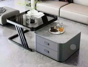 2pcs Modern Aesthetic Luxury Marble/Glass Center Tables With 2 Drawers