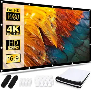 Projector Screen 120 Inch, Portable Movie Screen 16:9 HD Foldable