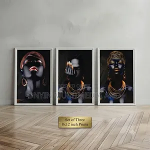 Elegance Trio - African Art Minimalist 8x12 PVC Wall Art (Set of 3)