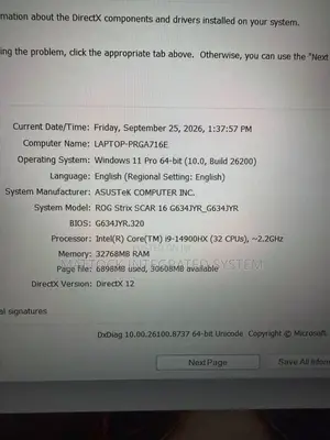 Laptop Asus ROG Strix SCAR 16 32GB Intel Core i9 SSD 2T