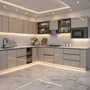 Modern L-Shaped Kitchen Design | High-End Kitchen Custom Cabinetry