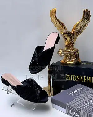 Ladies Open Toe Small Block Heel Slippers #FLAT