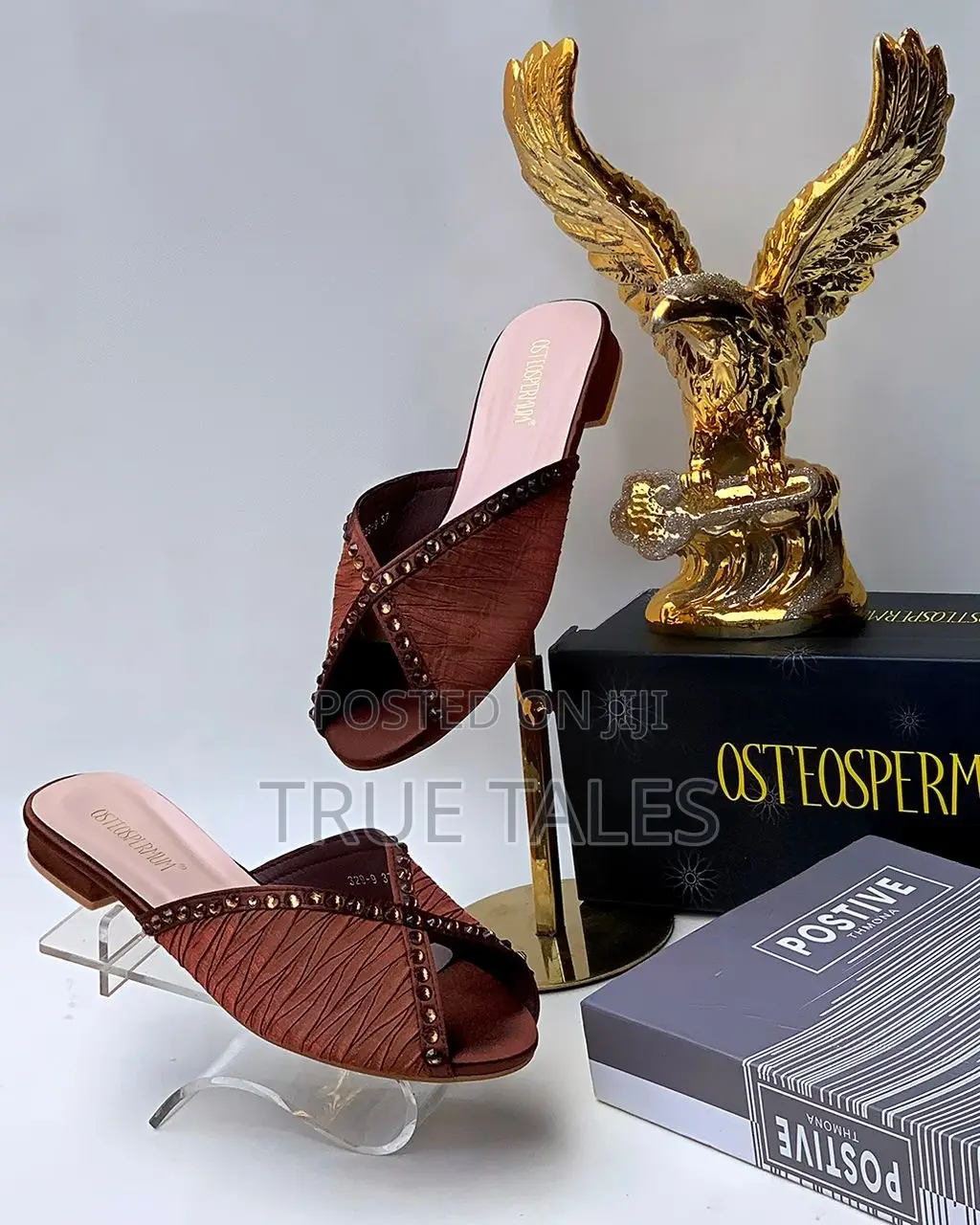 Ladies Open Toe Small Block Heel Slippers #FLAT