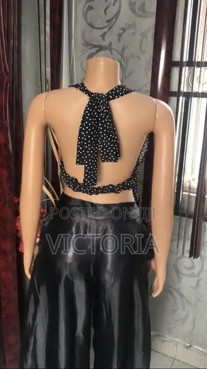 Polka Dot Show Back Halter Neck Top