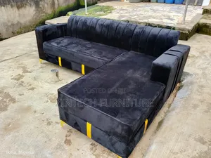 Exclusive Black Color 6 Seaters L Shape Sofas