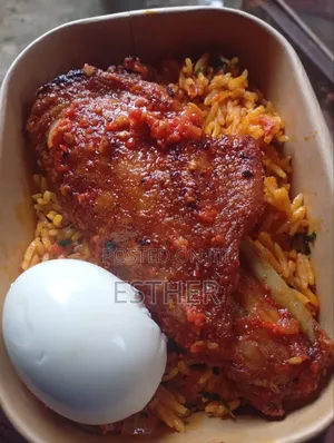 A Pack of Native Jollof Rice With Turkey
