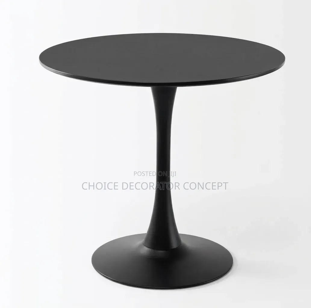 Round Dining Table With Pedestal Base - Black
