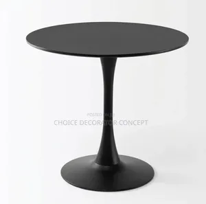 Round Dining Table With Pedestal Base - Black