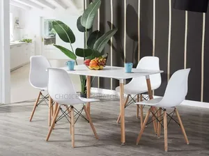 Modern Restaurant Dining Table + 4 Plastic Chairs