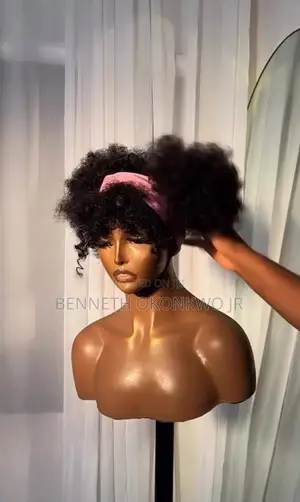 Afro Hair and Band Curly Wig