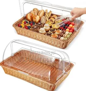 Premium Bakery Display Basket With Clear Roll-Top Cover