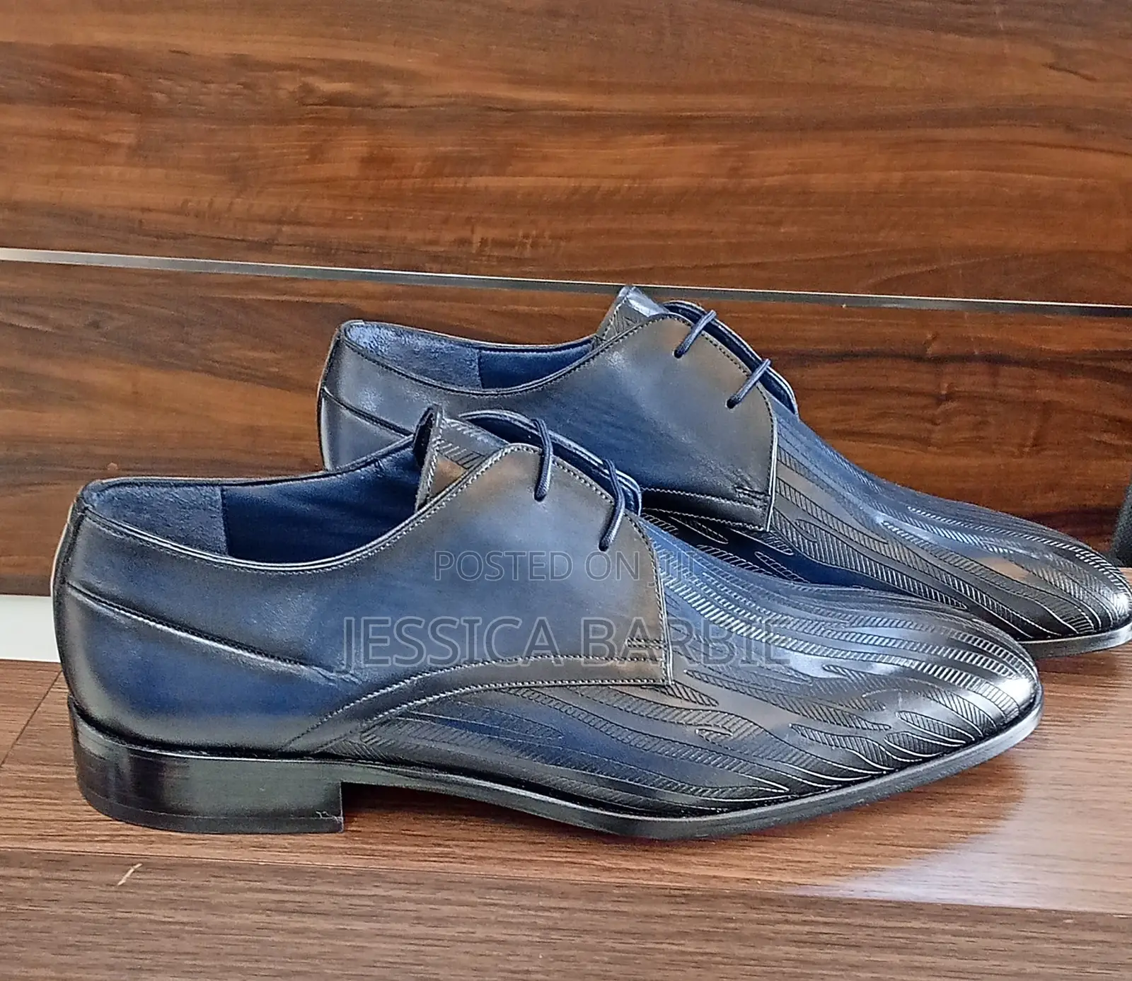 Men's Blue Patterned Lace-Up Shoe