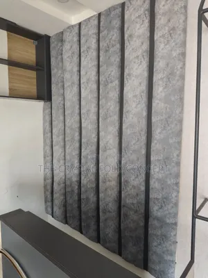Padded-Grey Fluted Wall Panel