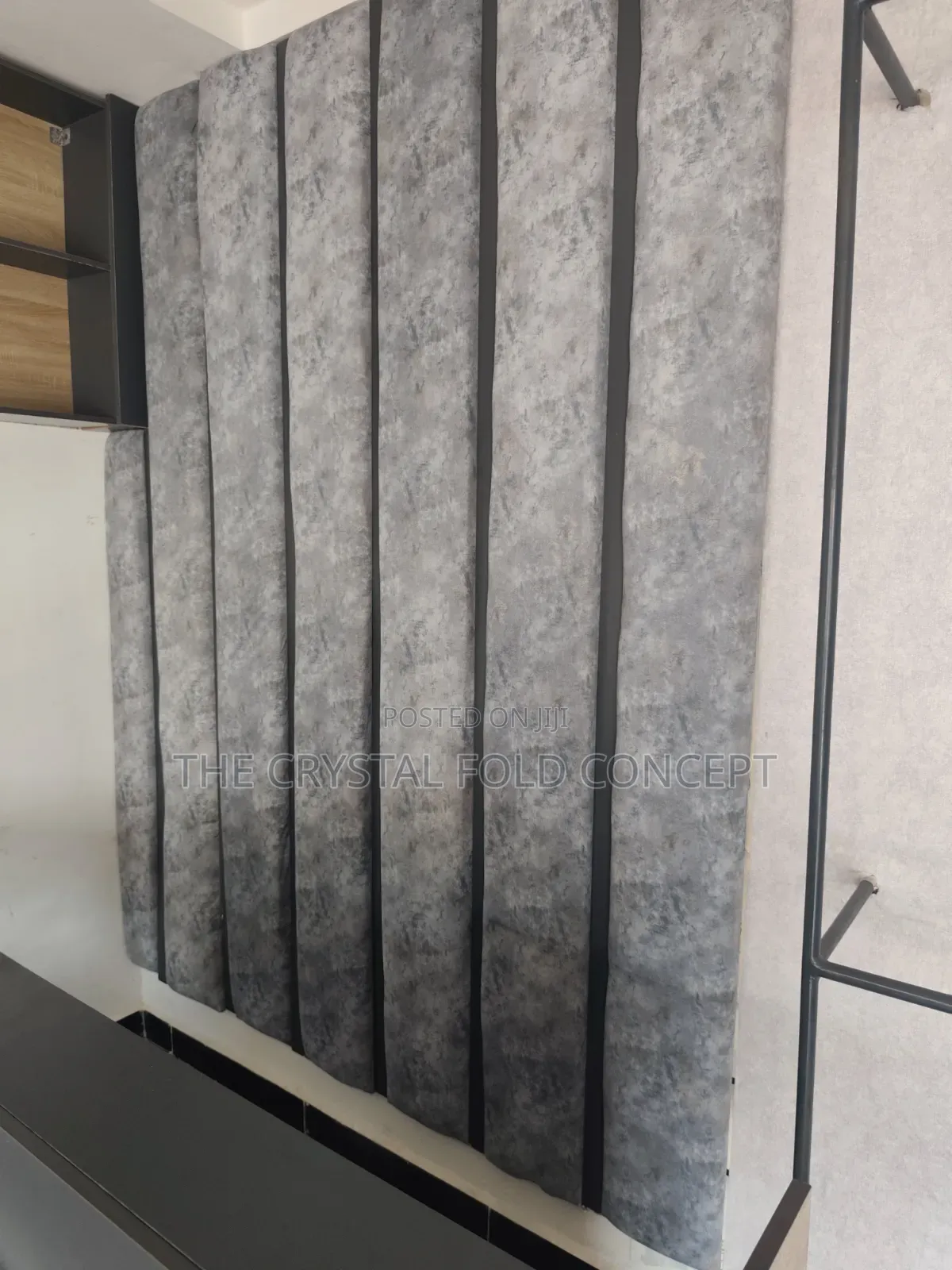 Padded-Grey Fluted Wall Panel