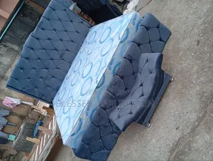 6/6 Super Luxury Grey Colour Upholstery Paded Bed Frame