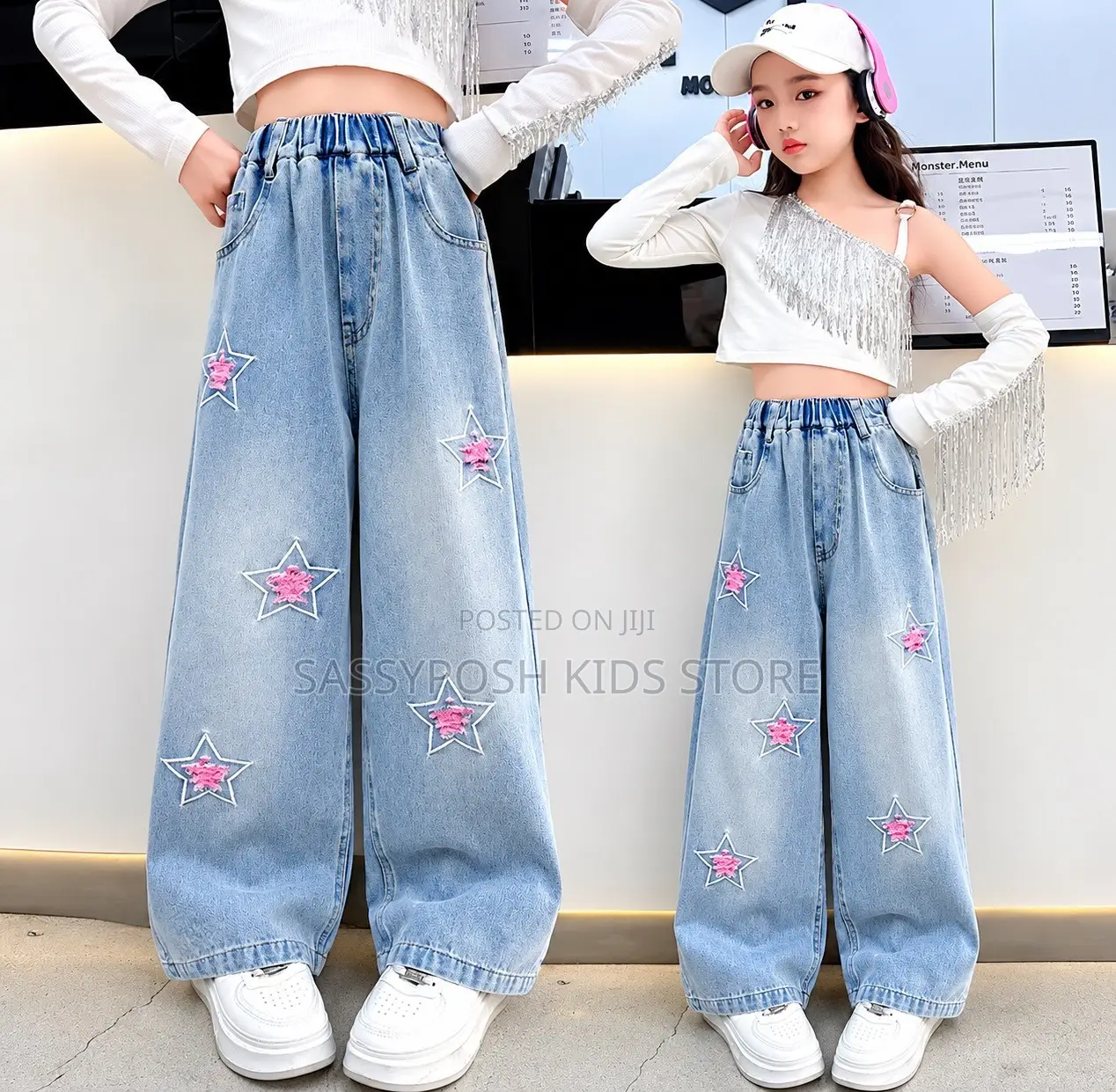 Star Pattern Denim Trouser Pants