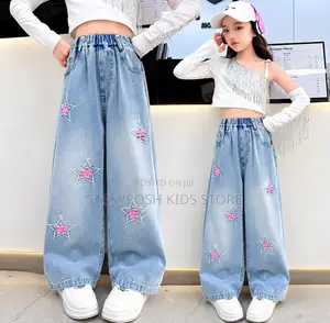Star Pattern Denim Trouser Pants