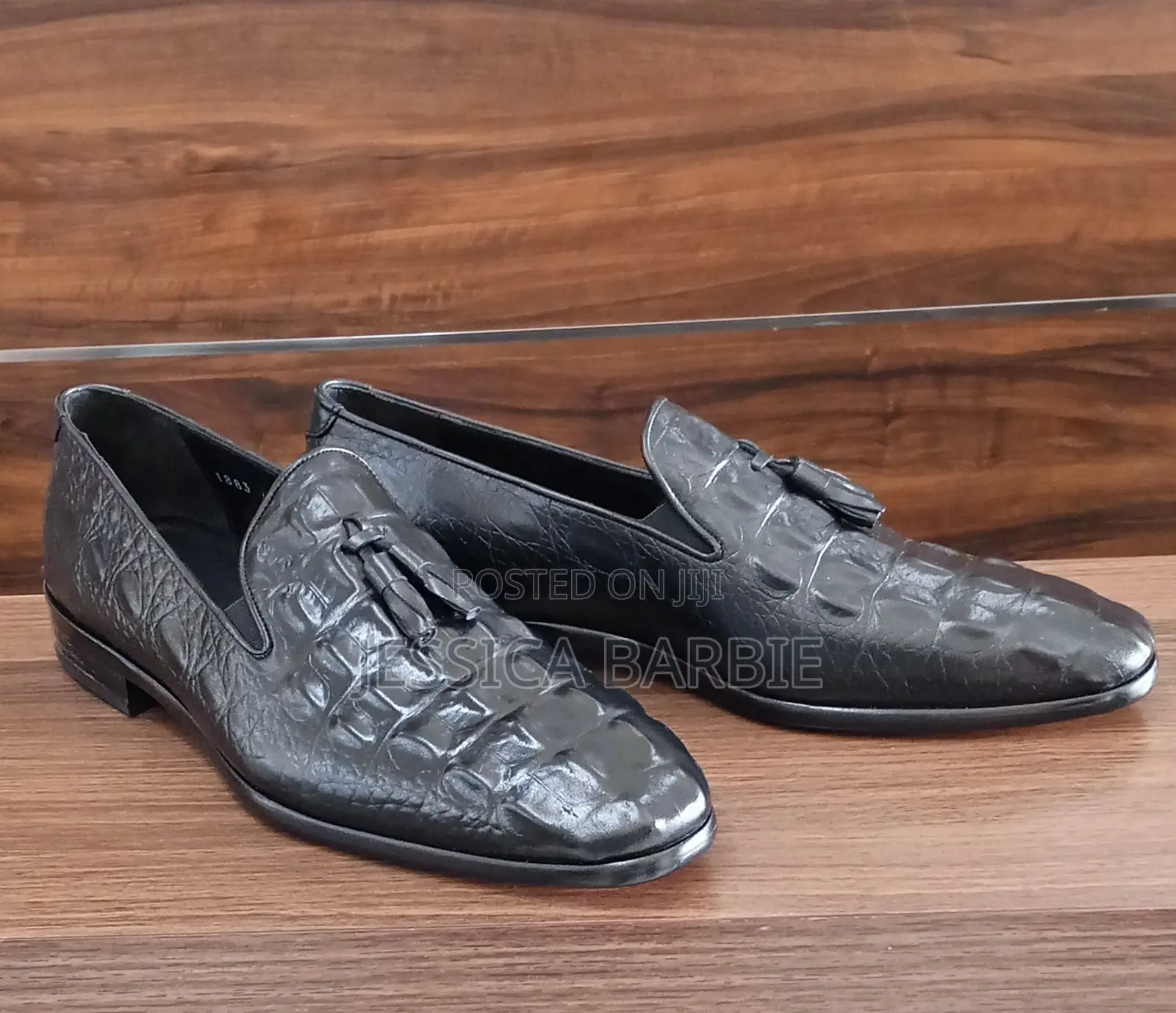 Black Croc Leather Shoes