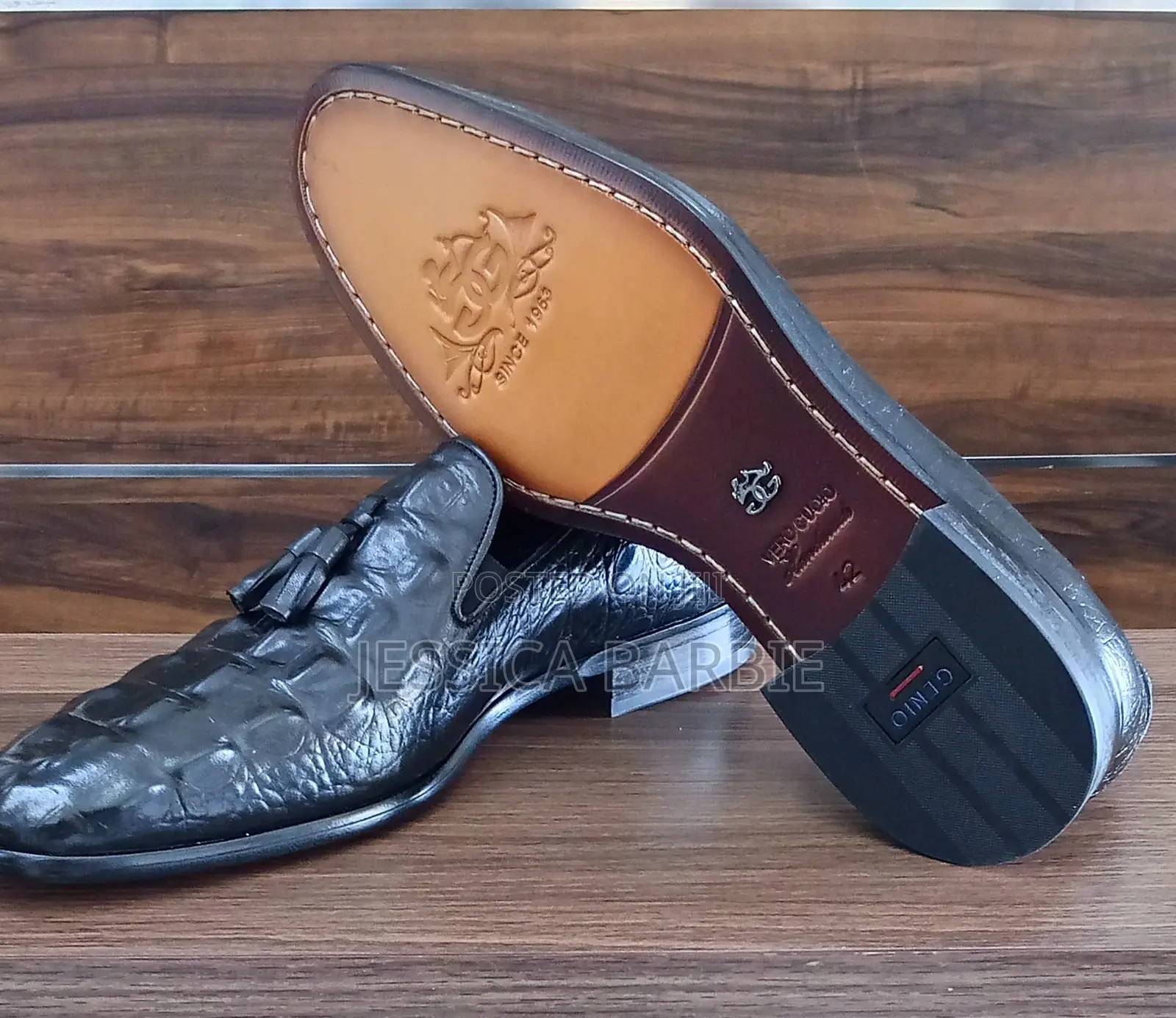 Black Croc Leather Shoes