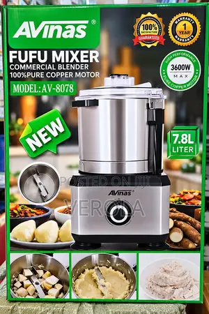AVINAS Heavy Duty Electric Fufu Machine – 7.8L, 3600W