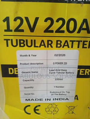 220ah 12v Gpower Solar Tubular Battery
