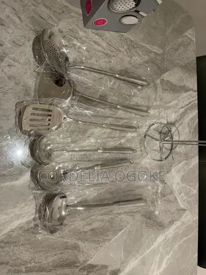 Silver Stainless Steel Kitchen Spoon Set and Stand