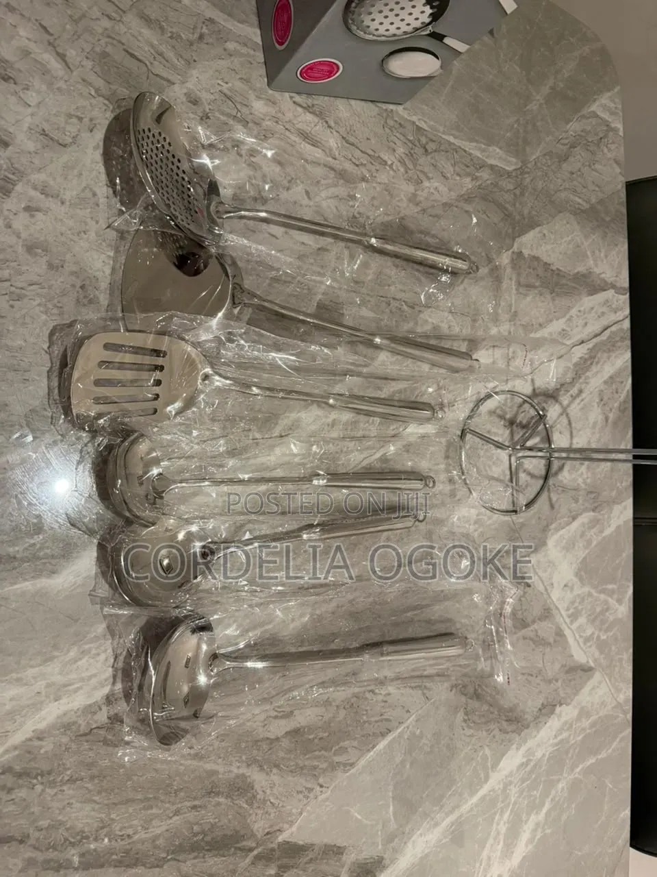 Silver Stainless Steel Kitchen Spoon Set and Stand