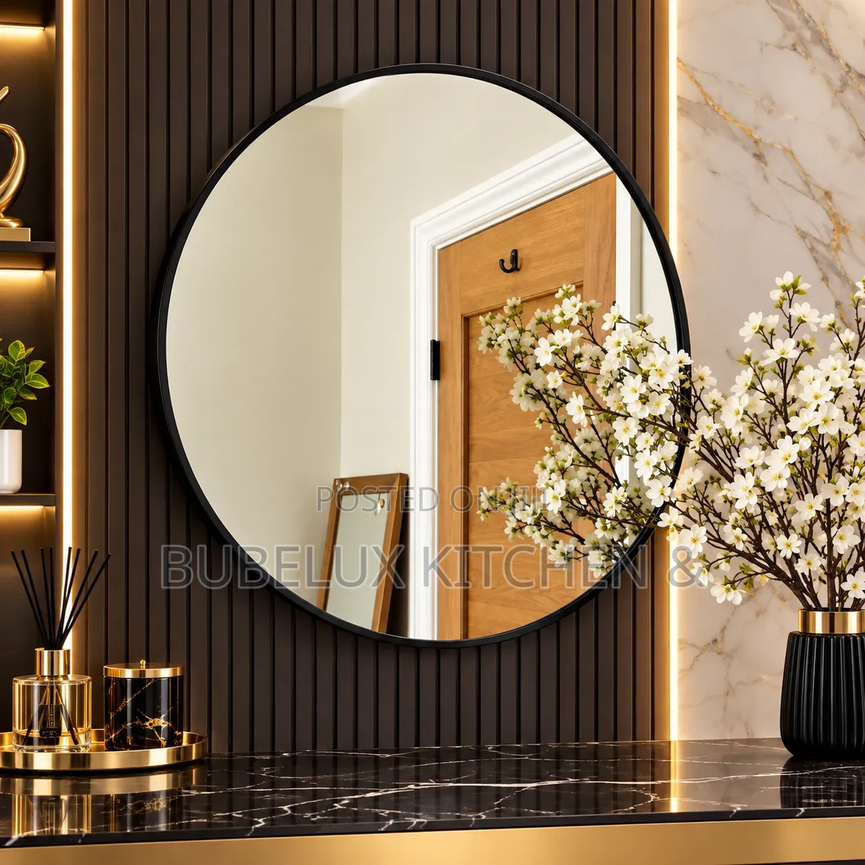 Chic Black-Framed Mirror for Modern Décor