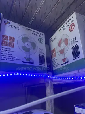 DP Light 12-Inch Rechargeable AC/DC Fan With 2 Solar Bulbs Panel