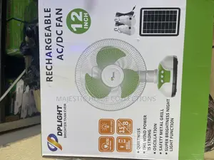 DP Light 12-Inch Rechargeable AC/DC Fan With 2 Solar Bulbs Panel