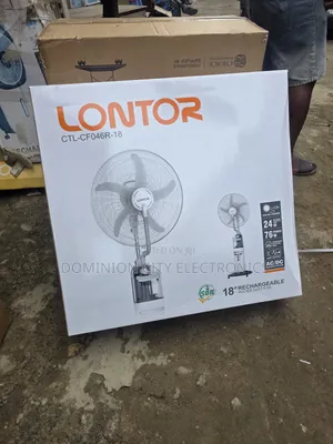 This Is Lontor 18inch Rechargeable Standing Water Mist Fan
