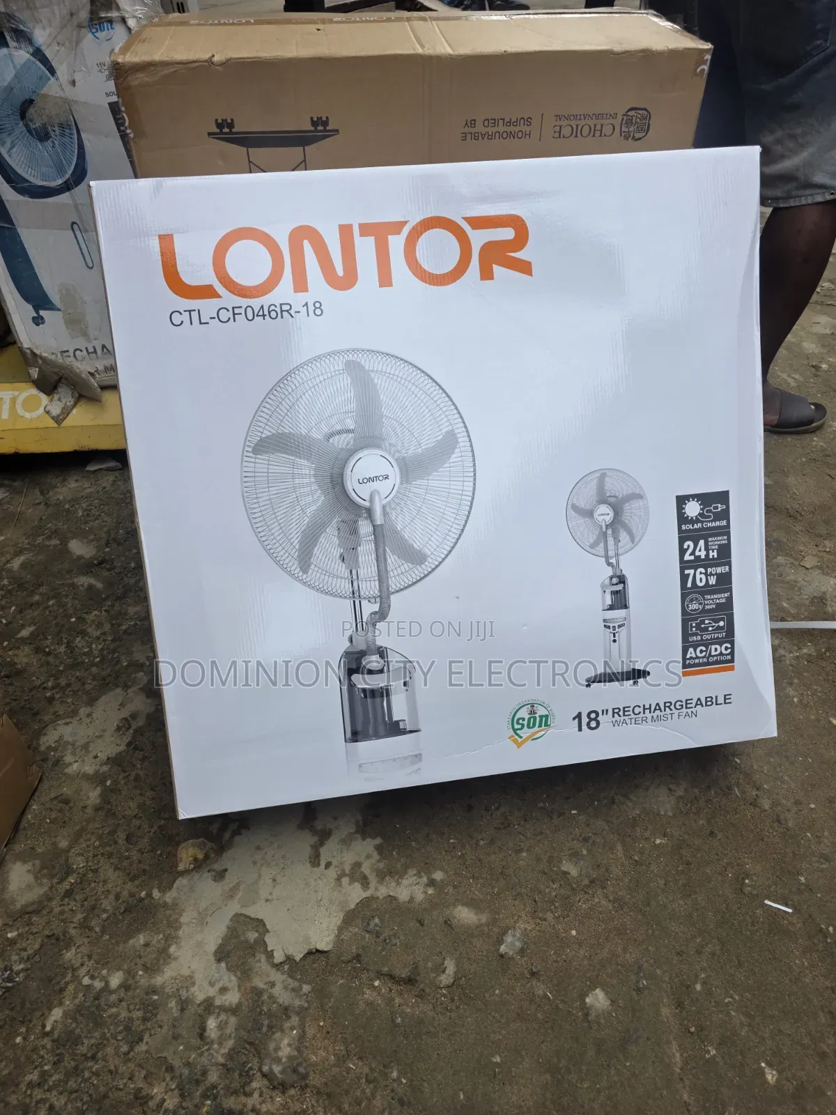 This Is Lontor 18inch Rechargeable Standing Water Mist Fan