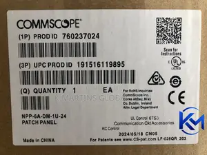 CommScope Cat6A 24 Port RJ45 Patch Panel 1U Network Rack.