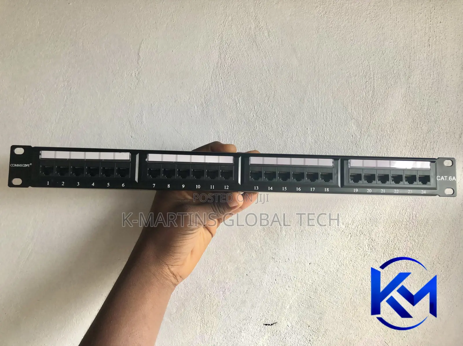 CommScope Cat6A 24 Port RJ45 Patch Panel 1U Network Rack.