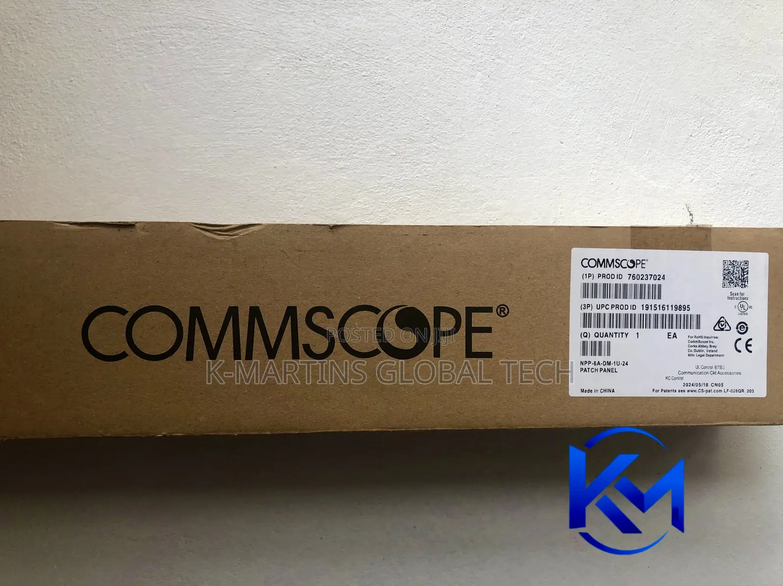 CommScope Cat6A 24 Port RJ45 Patch Panel 1U Network Rack.