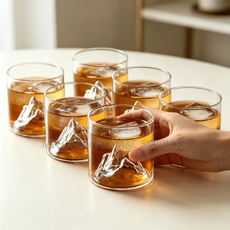 6in1 Round Mountain Theme Glass Cup