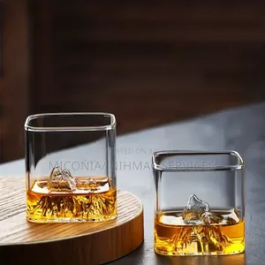 2in1 Square Mountain Themed Glass Cup(short)