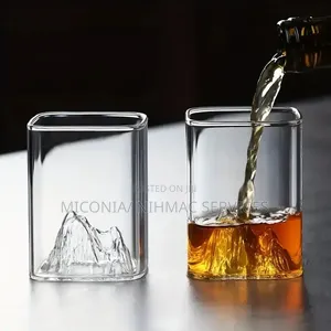 2in1 Square Mountain Themed Glass Cup(big)