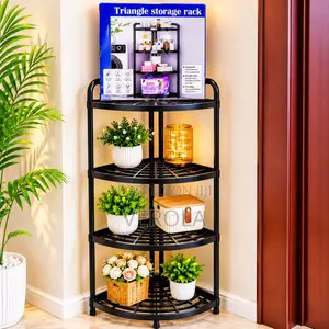 4-Tier Triangle Corner Storage Rack Bathroom Kitchen Organizer Shelf