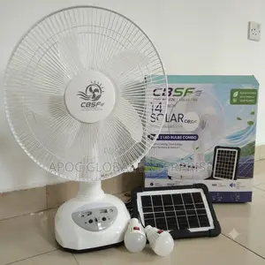 CBSF 14inch Solar Rechargeable Fan With Panel and Led Bulbs Combo