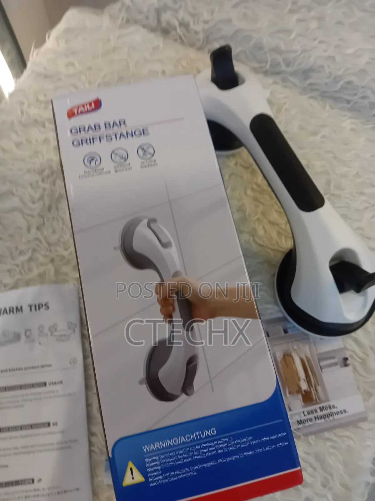 TAILI Suction Grab Bars for Bathroom, 43cm, 110kg, No-Drill, Elderly