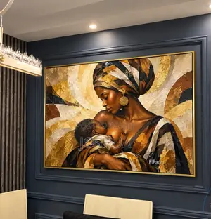 A Breastfeeding Mom Wall Art Frame on a Rough Canvas Material