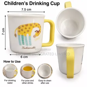 Giraffe Print Drinking Cup With Yellow Handle