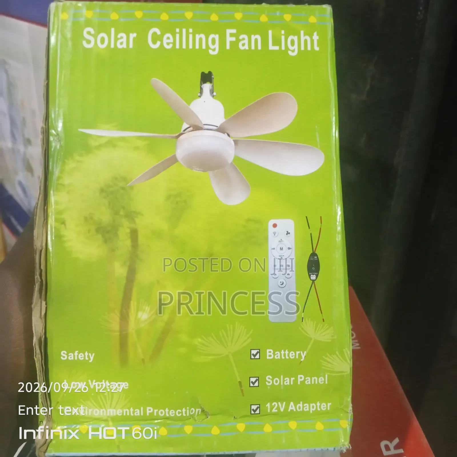 Solar Electric Fan With Light