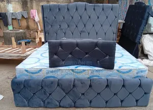 Full Paded Grey Colour Upholstery Bed Frame