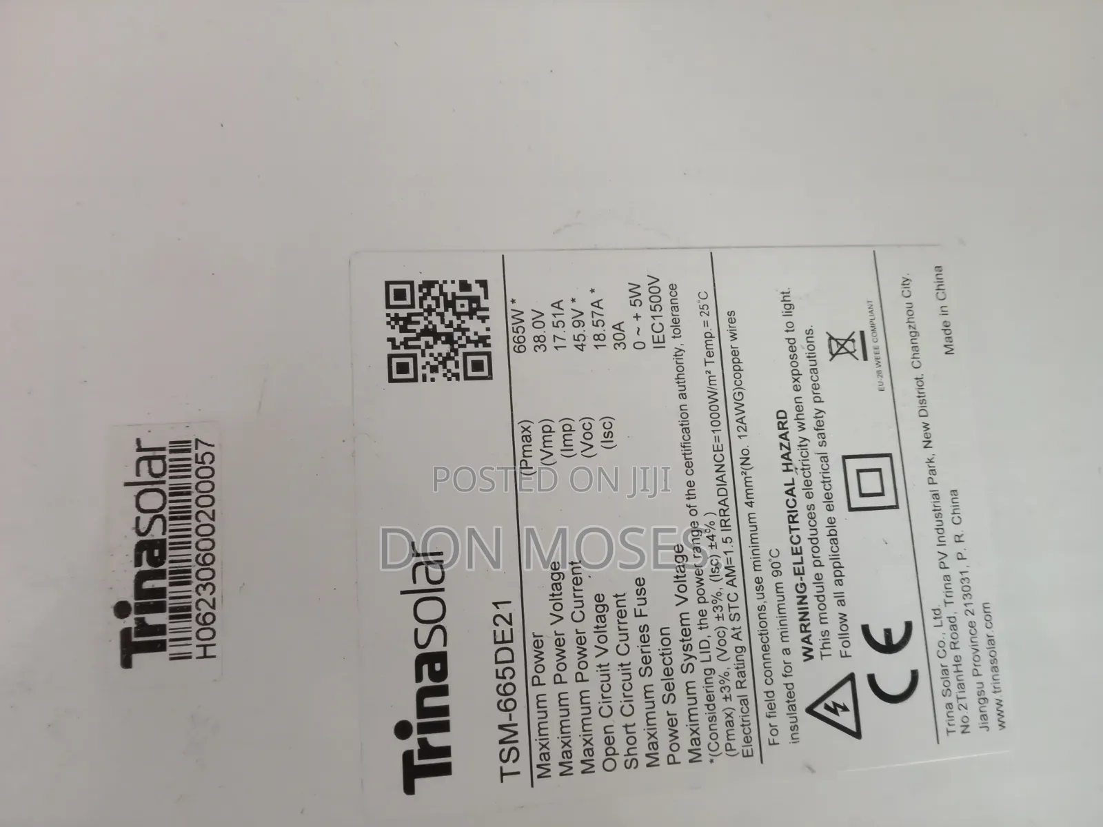 650w Single Face Solar Panel Trina