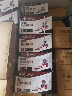 Region Shows Stacked Boxes of the Aspero Wheel Brush Cutter, a Gasolin