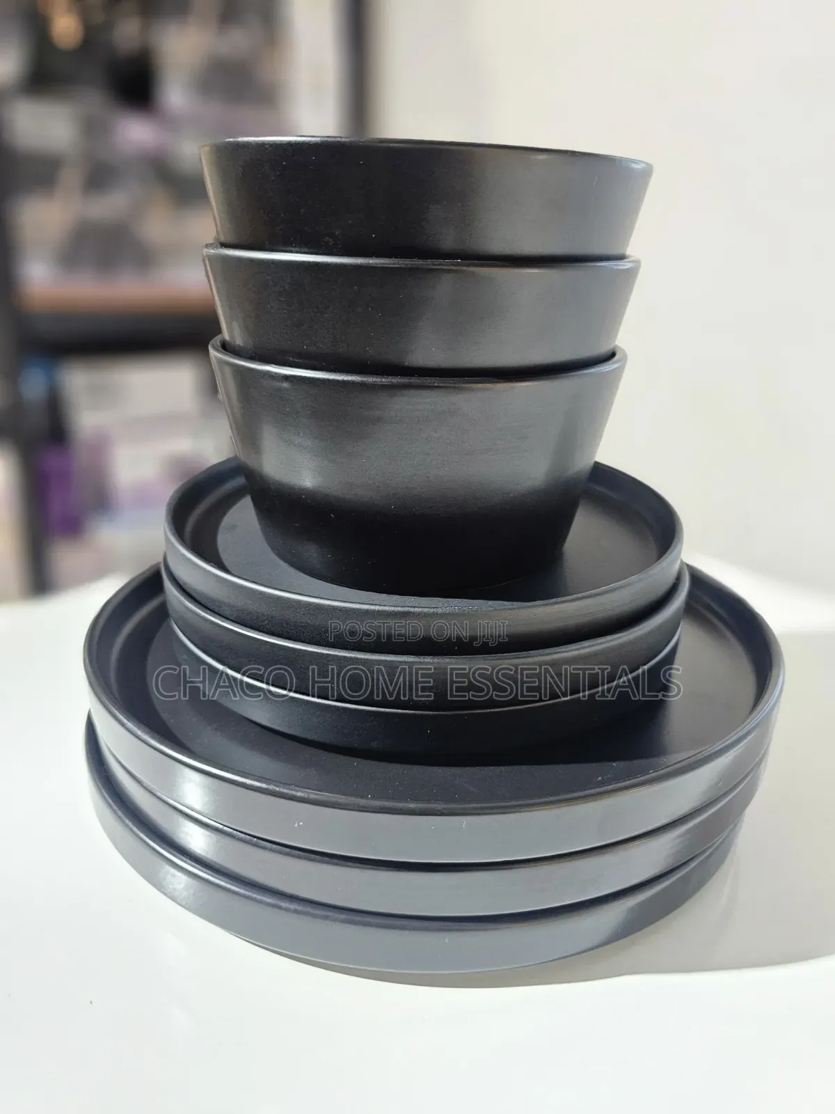Black Ceramic Dinnerware Set – Individual or Full Set