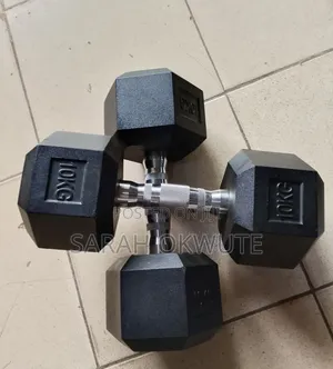 A Pair of 10kg Hex Dumbbells