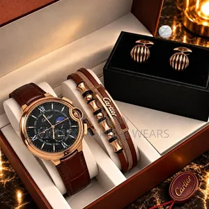 Cartier High Quality Men's Wrist Watch With Cufflink and Bracelet